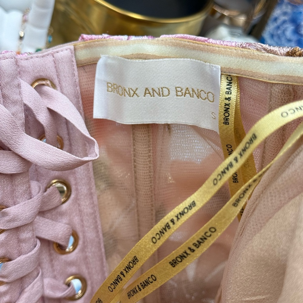 🆕 BRONX & BANCO 🧿 NWOT Jasmine Floral-Appliqued Gown, Pastel Pink Sz S US 4 - Picture 15 of 16